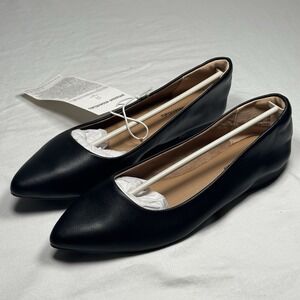 Amazon Essentials Black Flats Womens Size 8 Pointed Toe Slip On Dress Shoes
